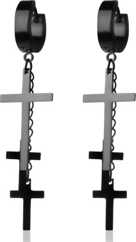 Купить стальные серьги-кольца Everiot SE-ZS-191x с подвесками крестами и цепочками оптом от 480 руб.