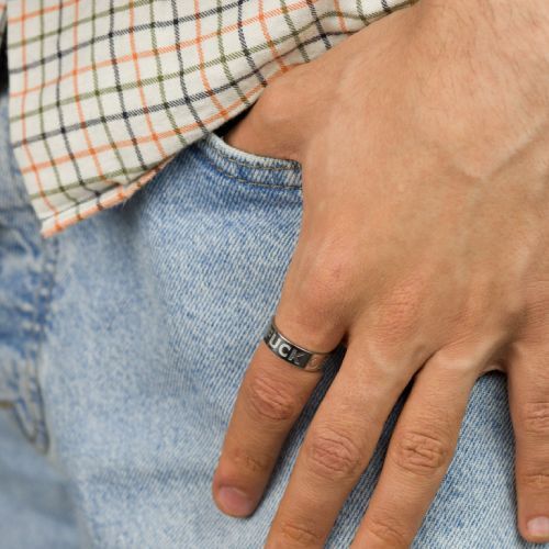 Купить кольцо из стали TATIC RSS-7533 необычное с надписью FUCK OFF оптом от 500 руб.