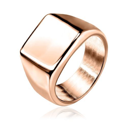 Купить кольцо-печатка (перстень) 9 мм, 14 мм и 18 мм, TATIC RSS-7684 из стали с площадкой для гравировки надписей, цвет розовое золото оптом от 1 100 руб.