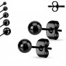 Купить стальные серьги-гвоздики в форме шариков TATIC SSEB-K от 2 до 7 мм, черные оптом от 500 руб.